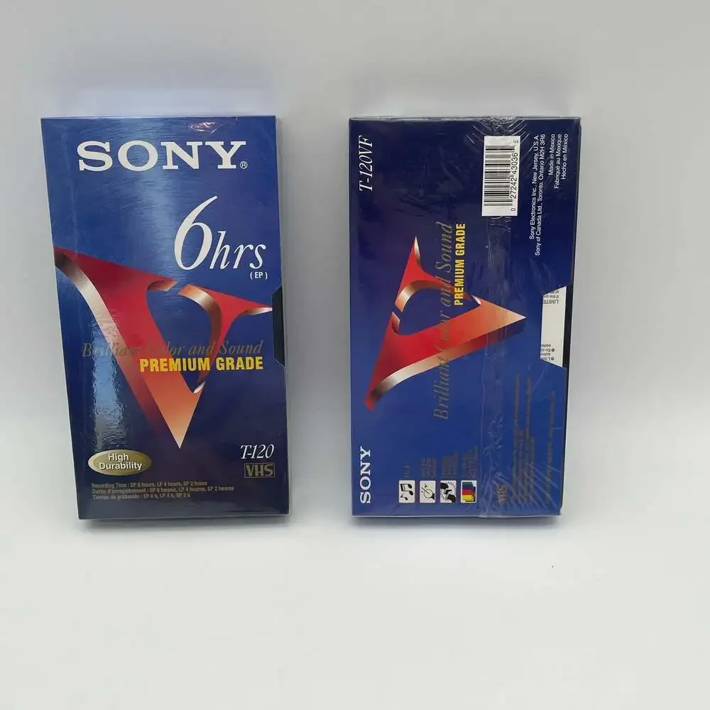 2 Pack Sony T-120 VHS Blank Video Cassette Tapes Premium Grade 6hrs New Sealed